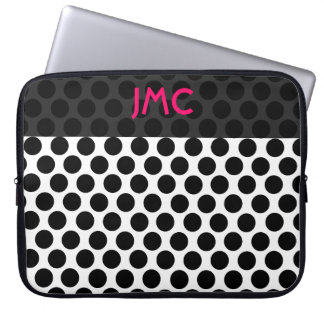 Monogrammed Black Dottie Laptop Sleeve