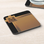 Monogrammed Black en FAUX Copper Onderzetter Set ( (Linkerzijde)