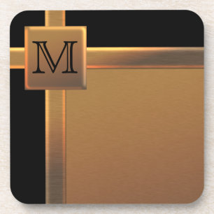 Monogrammed Black en FAUX Copper Onderzetter Set (