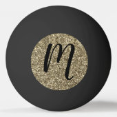 Monogrammed Black en Gold Glitter Elegant Pingpongballen (Voorkant)