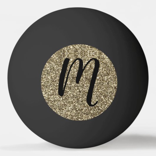 Monogrammed Black en Gold Glitter Elegant Pingpongballen (Achterkant)