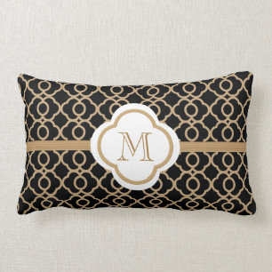 Monogrammed Black en Gold Moroccan Kussen