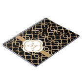 Monogrammed Black en Gold Moroccan Notitieboek (Linkerzijde)