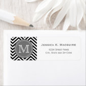 Monogrammed Black & Gray Chevron Etiket (Insitu)