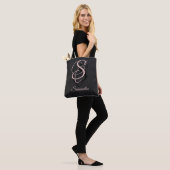 Monogrammed Black Gray Pink rustic Draagtas (Op model)