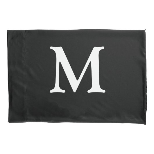 Monogrammed Black Kussensloop (Voorkant)
