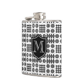 Monogrammed Black op White Faux Welsh Tapestry Heupfles (Links)