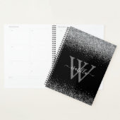 Monogrammed Black Sliver Glitter Script Planner (Display)