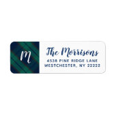 Monogrammed Black Watch Blue Green Address Etiket (Voorkant)