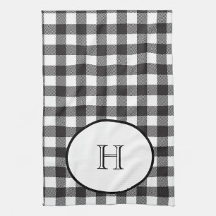 Monogrammed Black White Buffalo Play Theedoek