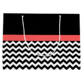 Monogrammed Black/White Chevron Gift Bag Groot Cadeauzakje (Achterkant)