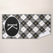 Monogrammed Black White Gold (Serviette de bain)