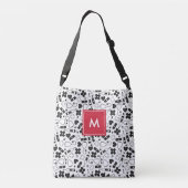 Monogrammed Black White Medical Pattern Neurse Crossbody Tas (Achterkant)