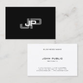 Monogrammed Black White Simple Modern Sjabloon Visitekaartje (Voorkant / Achterkant)