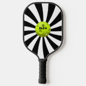 Monogrammed Black, White Starburst Striped Pickleball Paddle (Achterkant)