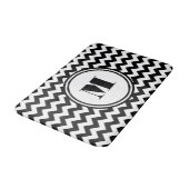 Monogrammed Black White Striped Chevron Pattern Badmat (Gekanteld)