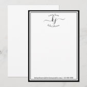 Monogrammed Black White van het bureau van de Kaar Bedankkaart (Voorkant / Achterkant)