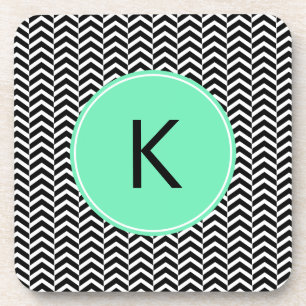 Monogrammed Black, White Zee Foam Chevron Pattern Drankjes Onderzetter