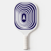 Monogrammed blauw en wit optische illusie pickleball paddle (Voorkant)