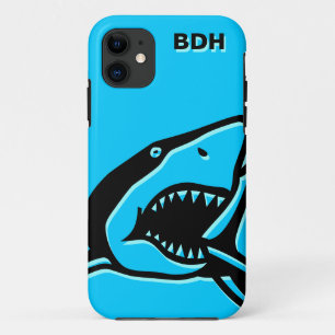 Monogrammed blauwe haai iPhone 11 hoesje
