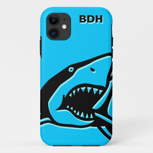 Monogrammed blauwe haai Case-Mate iPhone case (Achterkant)