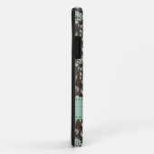 Monogrammed Blauwgroen bruine Damask Case-Mate iPhone Case (Achterkant/rechts)