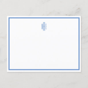 Monogrammed Blue and White Flat Post Kaart