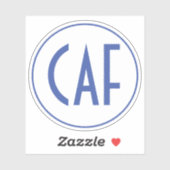 Monogrammed Blue and White Kiss Cut Sticker (Vel)