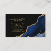 Monogrammed Blue Black Gold Glitter Agate Geode Visitekaartje (Achterkant)