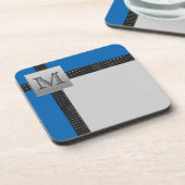 Monogrammed Blue Black Grey Onderzetter Set (6) (Linkerzijde)