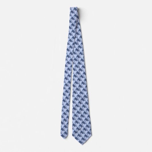 Monogrammed Blue Block Pattern Business Stropdas (Achterkant)