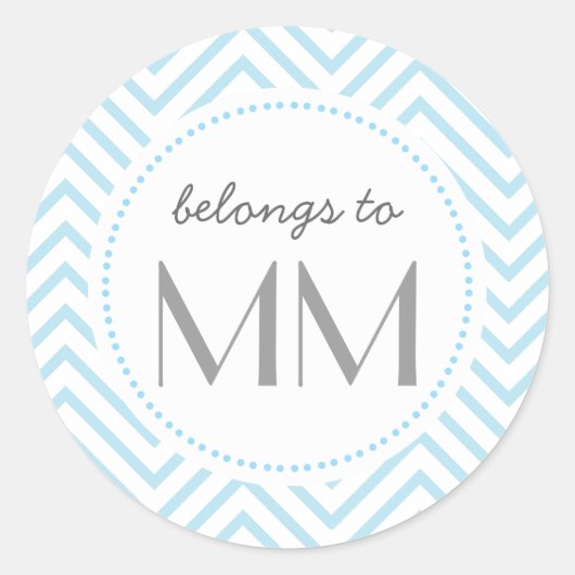 Monogrammed Blue Chevron - DIY Labels (Voorkant)