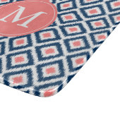 Monogrammed Blue en Coral Ikat Diamonds Pattern Snijplank (Hoek)