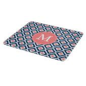 Monogrammed Blue en Coral Ikat Diamonds Pattern Snijplank (Hoek)