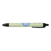 Monogrammed Blue en Green Diamonds Ikat Pattern Zwarte Inkt Pen (Bodem)