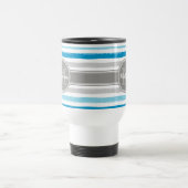 Monogrammed Blue en Grey Paint Stripes Pattern Reisbeker (Center)