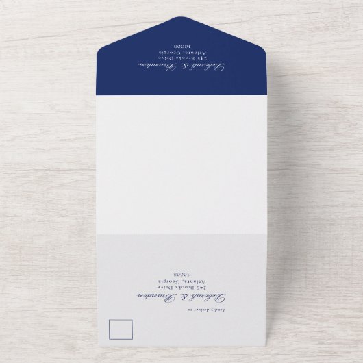 Monogrammed Blue en white delft All In One Uitnodiging (Buitenkant)