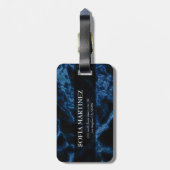 Monogrammed Blue Glitter White Sparks Bagagelabel (Achterkant verticaal)