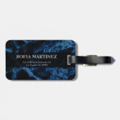 Monogrammed Blue Glitter White Sparks Bagagelabel (Achterkant horizontaal)