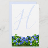 Monogrammed Blue Hydrangea Garden Writing Paper (Voorkant / Achterkant)