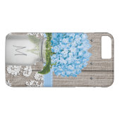Monogrammed Blue Hydrangea Mason Jar Case-Mate iPhone Case (Achterkant (Horizontaal))
