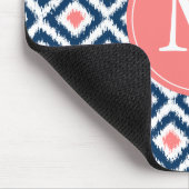 Monogrammed Blue Navy Diamonds Ikat Pattern Muismat (Hoek)