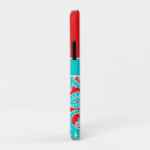 Monogrammed Blue, Red, White Damask iPhone 11 Case-Mate iPhone Case (Achterkant/rechts)