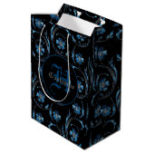 Monogrammed Blue Shimmer Floral 2 Medium Cadeauzakje (Achterkant Gekanteld)