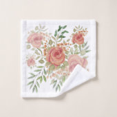 Monogrammed Blush Floral Victoriaans Waterverf Bad Handdoek (Wasdoekje)