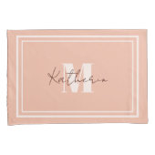 Monogrammed Blush Pink Kussensloop (Voorkant-Rechts)