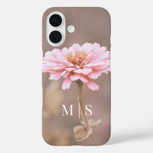 Monogrammed Blush Pink Montana Wildflower Case-Mate iPhone Case (Achterkant)
