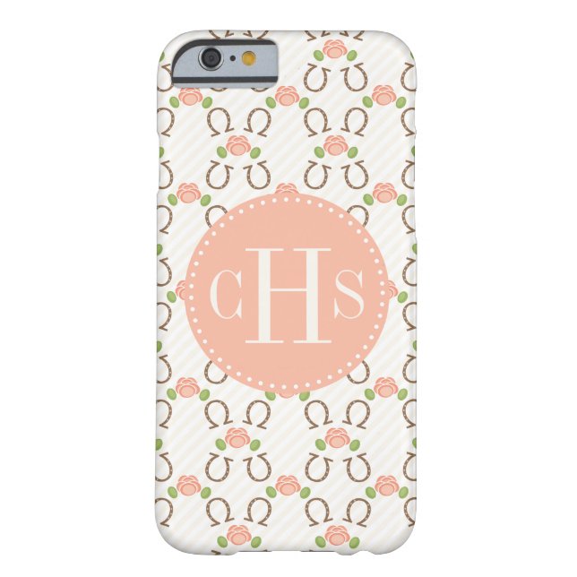 Monogrammed Blush Roos en Hoefijzer Case-Mate iPhone Case (Achterkant)