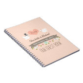 Monogrammed Blush Tortelduifjes Weddenschap Notitieboek (Rechterzijde)