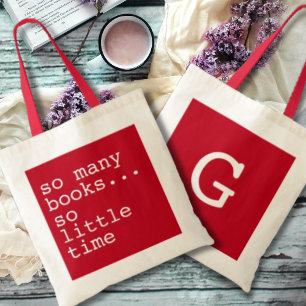 Monogrammed boek liefhebbers zo veel boeken tote bag